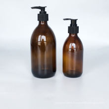 250ml 500ml Empty Glass Amber Glass Hand Wash Liquid Soap Shampoo Bottle With Lotion Pump